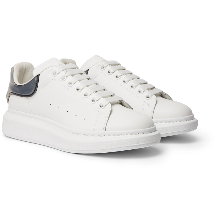 Photo: Alexander McQueen - Exaggerated-Sole Rubber-Trimmed Leather Sneakers - White