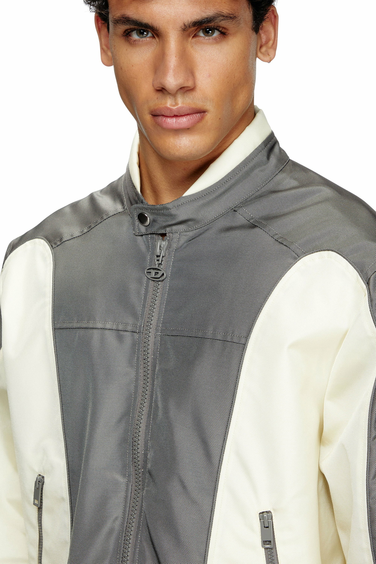 新品★タグ付き　DIESEL ヒッコリージャケット Diesel Colour-block biker jacket with piping - Jackets Mens
