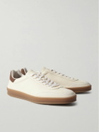 Loro Piana - Tennis Walk Suede-Trimmed Leather Sneakers - Neutrals