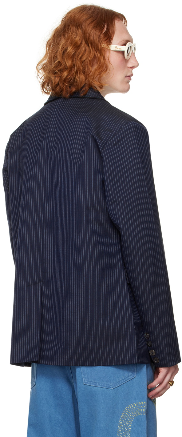 Glass Cypress Navy Pinstripe Blazer