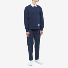 Thom Browne Men's Contrast Collar Long Sleeve Polo Shirt in Navy