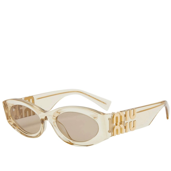 Photo: Miu Miu Eyewear Women's 11WS Sunglasses in Sand Transparent/Dark Brown 