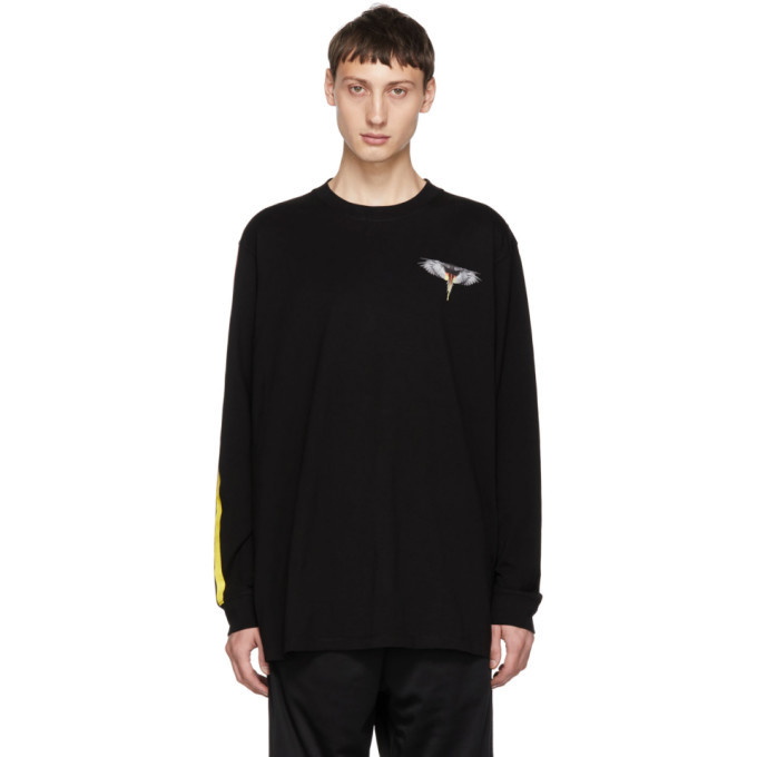 Photo: Marcelo Burlon County of Milan Black Long Sleeve Wings Barcode T-Shirt