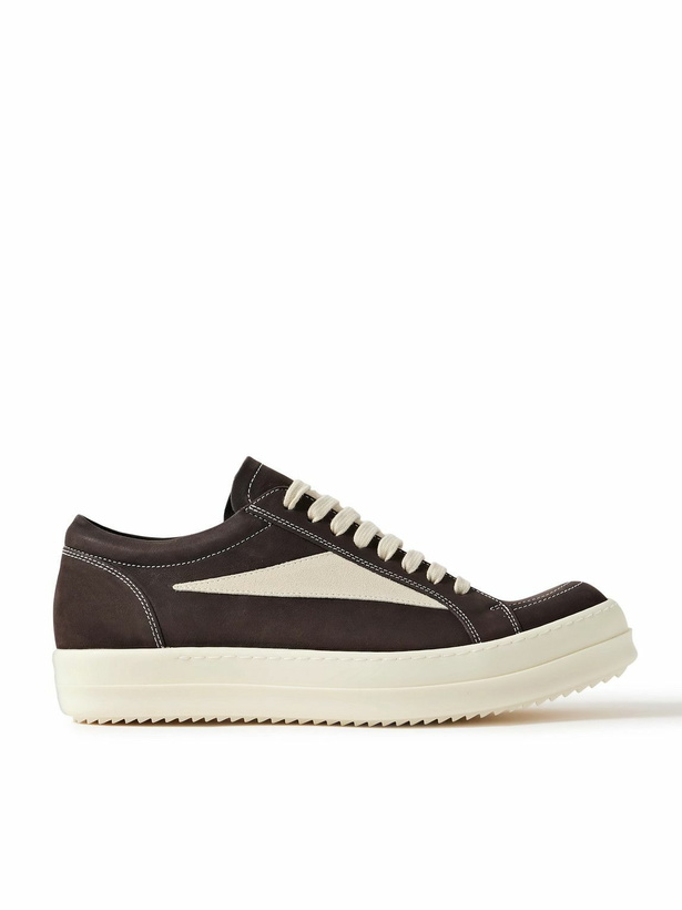 Photo: Rick Owens - Vintage Suede-Trimmed Nubuck Sneakers - Brown