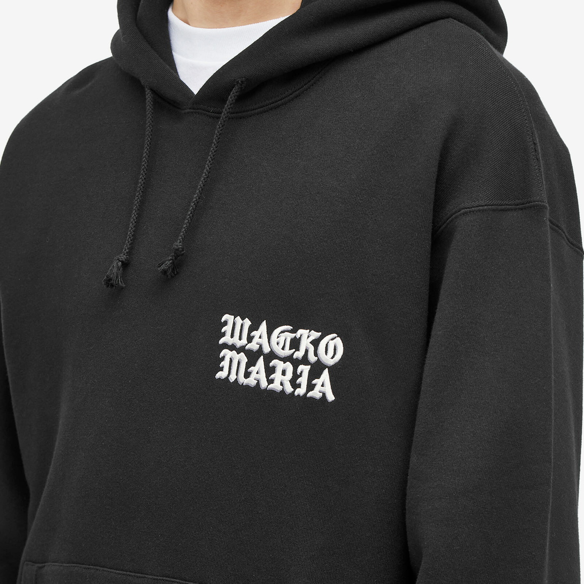 ハンサム度がアップする【Wacko Maria】Logo Hoodie Wacko Maria Men's Embroidered Gothic Logo Hoodie in Black