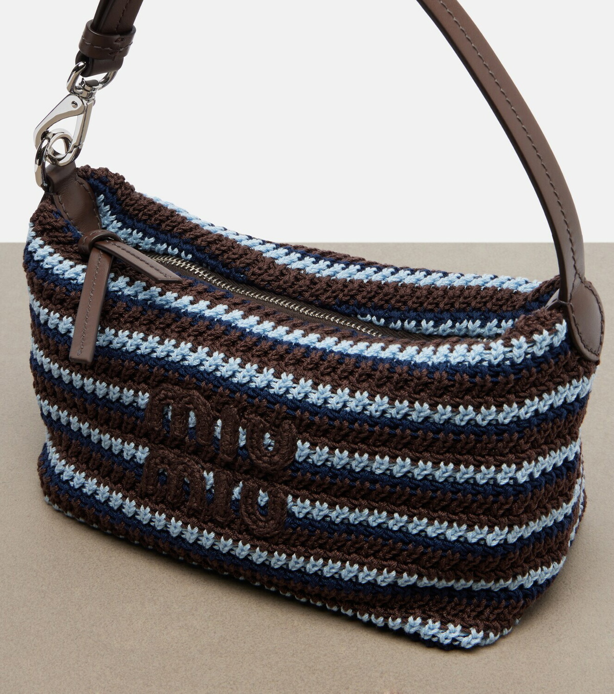 Miu Miu Striped crochet shoulder bag