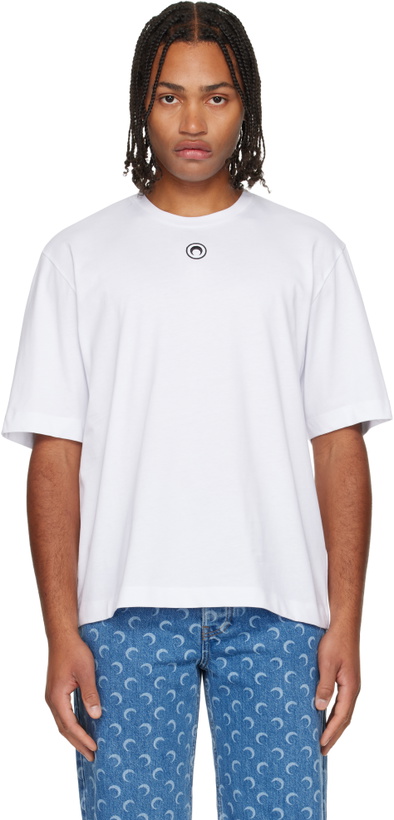 Photo: Marine Serre White Moon Logo Jersey Loose Fit S/S T-Shirt