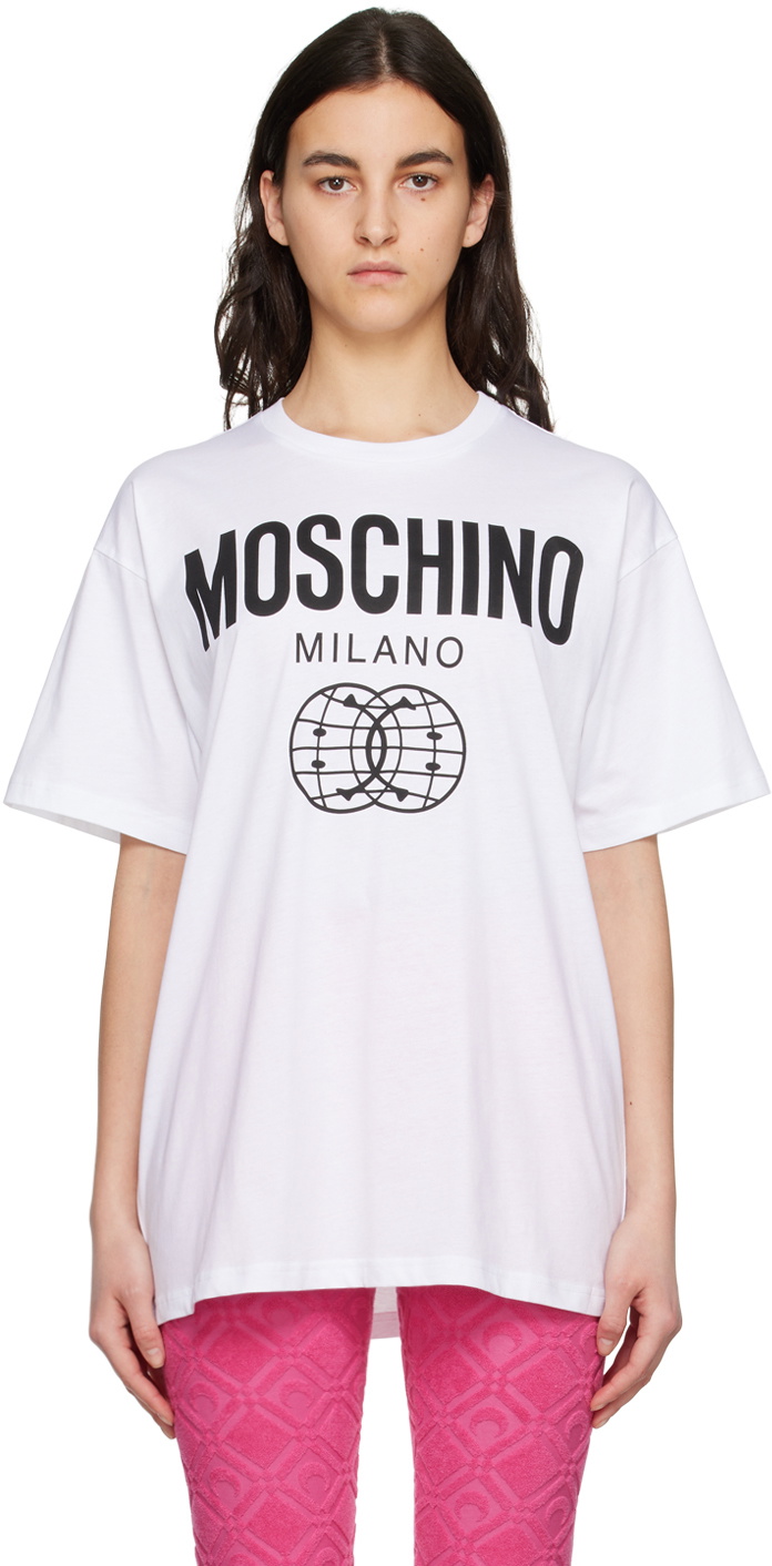 Moschino White Bike-Print Cotton T-Shirt main image 0