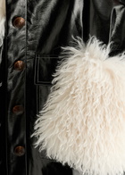 Kitri Simone Faux Shearling-trimmed Vinyl Coat Black