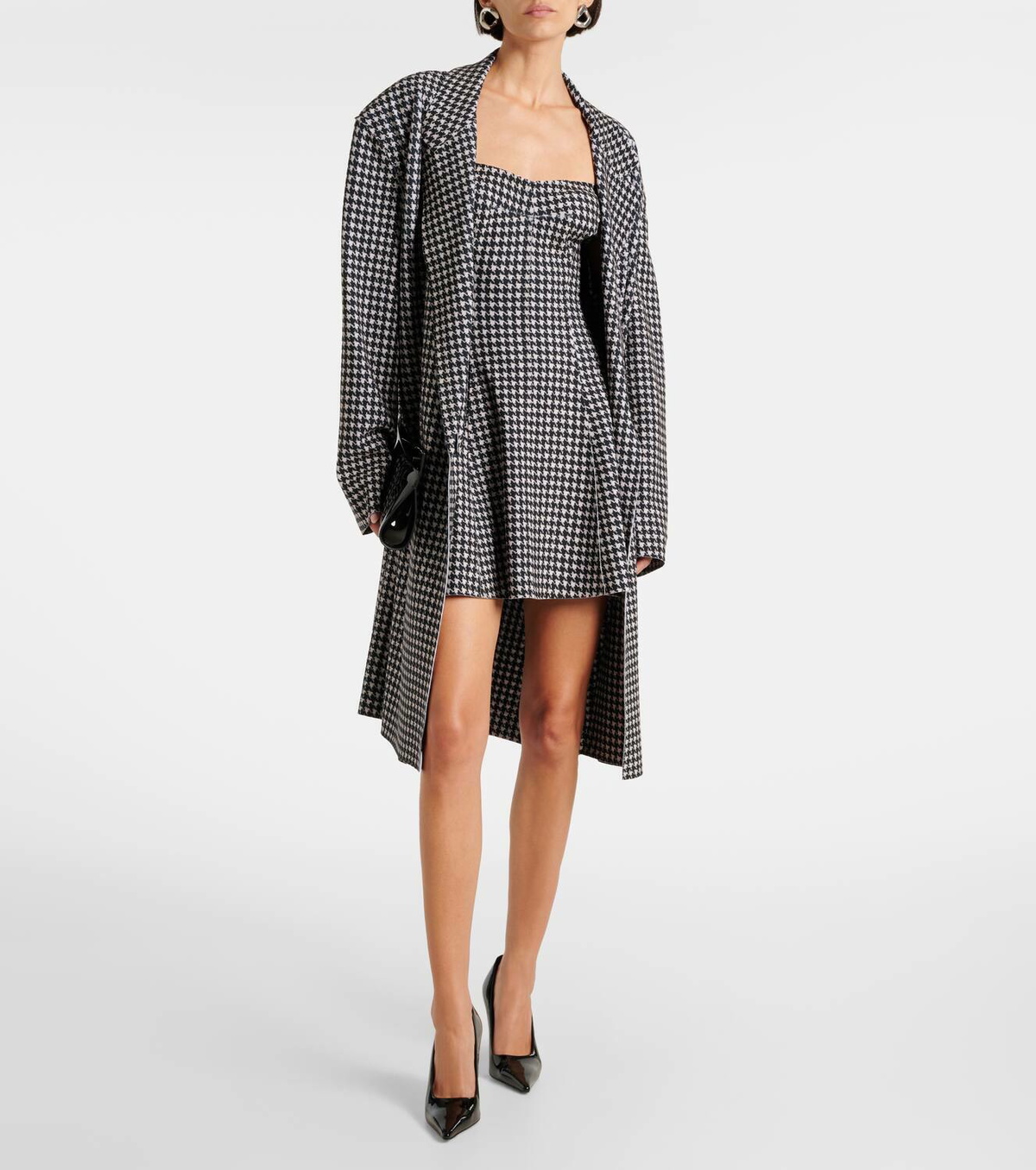Norma Kamali Strapless Grace houndstooth minidress Norma Kamali