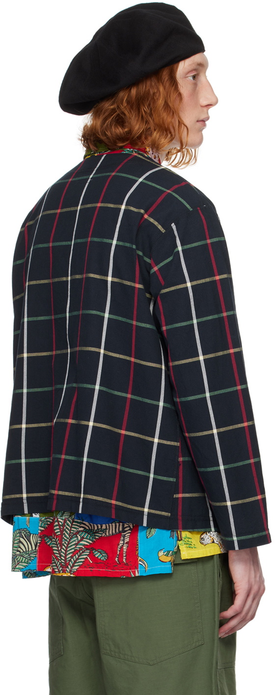 Engineered Garments Navy Windowpane Cardigan