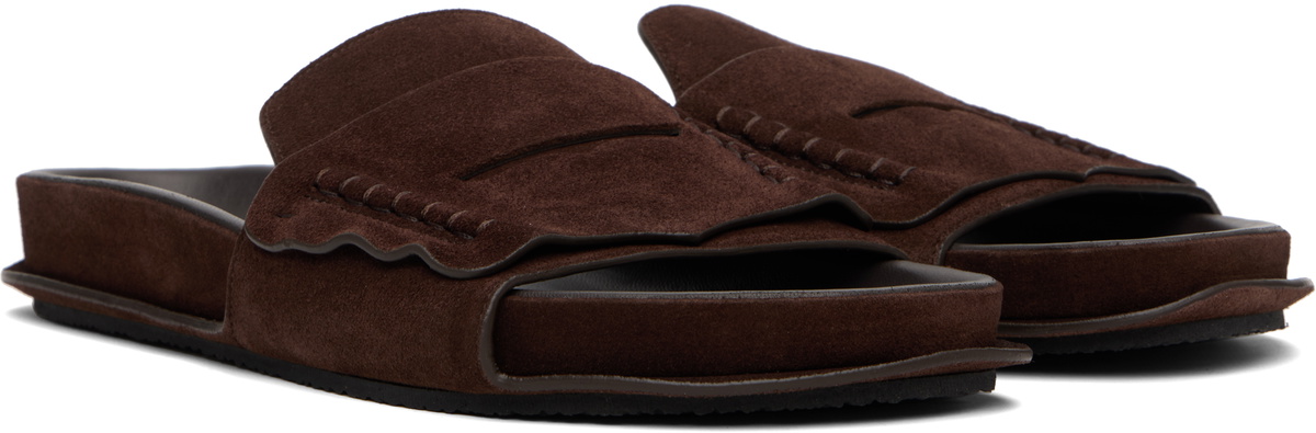 JACQUEMUS Brown Suede Loafer Sandals
