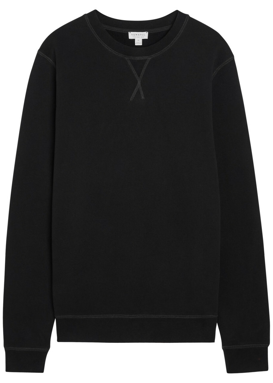 Sunspel Crew-neck Cotton Sweatshirt Black
