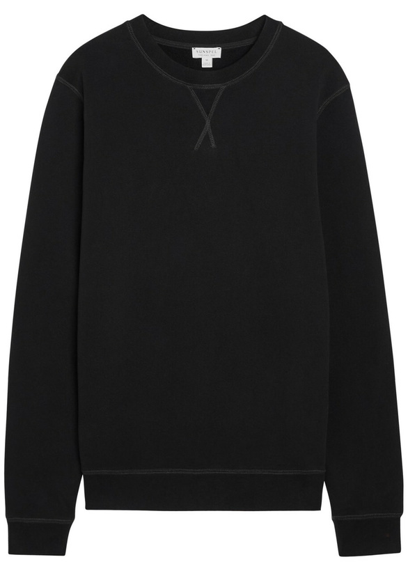 Photo: Sunspel Crew-neck Cotton Sweatshirt Black