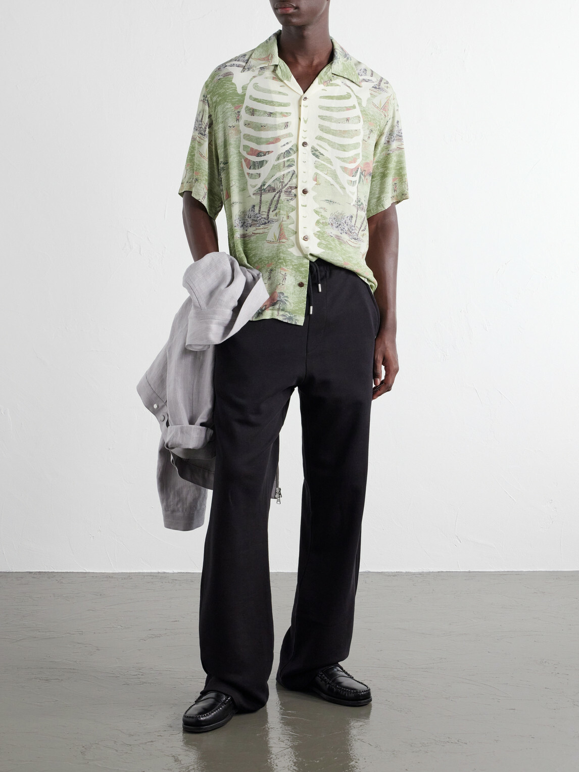KAPITAL - Aloha Convertible-Collar Printed Woven Shirt - Green