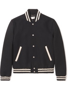 SAINT LAURENT - Teddy Logo-Appliquéd Wool-Blend Bomber Jacket - Black