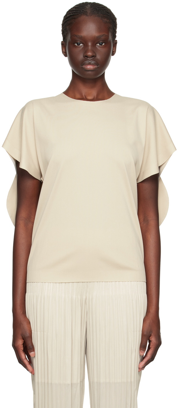 Pleats Please Issey Miyake Beige A-Poc Roar T-Shirt Pleats Please ...