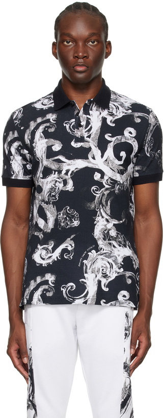 Photo: Versace Jeans Couture Black Watercolour Couture Polo