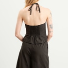 Deiji Studios Women's Waist Halter Top in Black Stripe