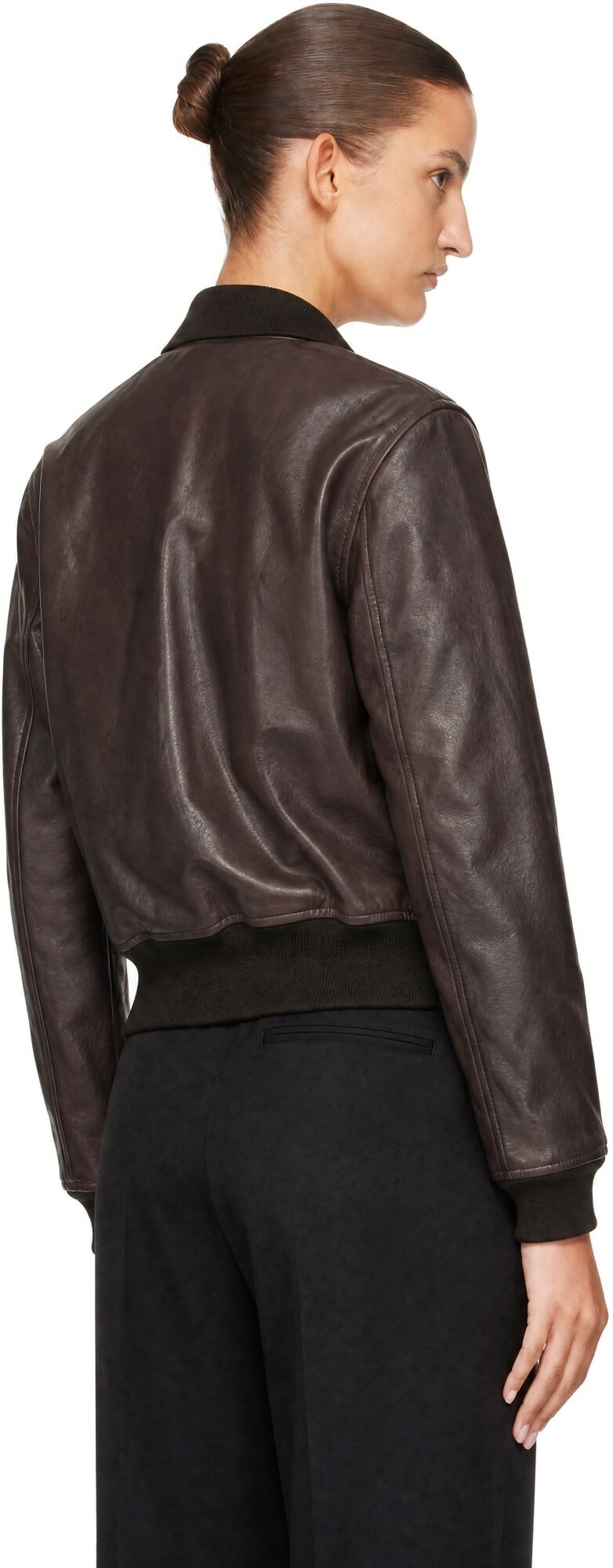 OUR LEGACY Brown Mini Leather Bomber Jacket