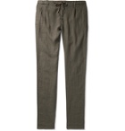 Hartford - Tanker Slim-Fit Tapered Pleated Linen Drawstring Trousers - Green