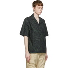 John Elliott Black and Green Radar Camp Short Sleeve Shirt