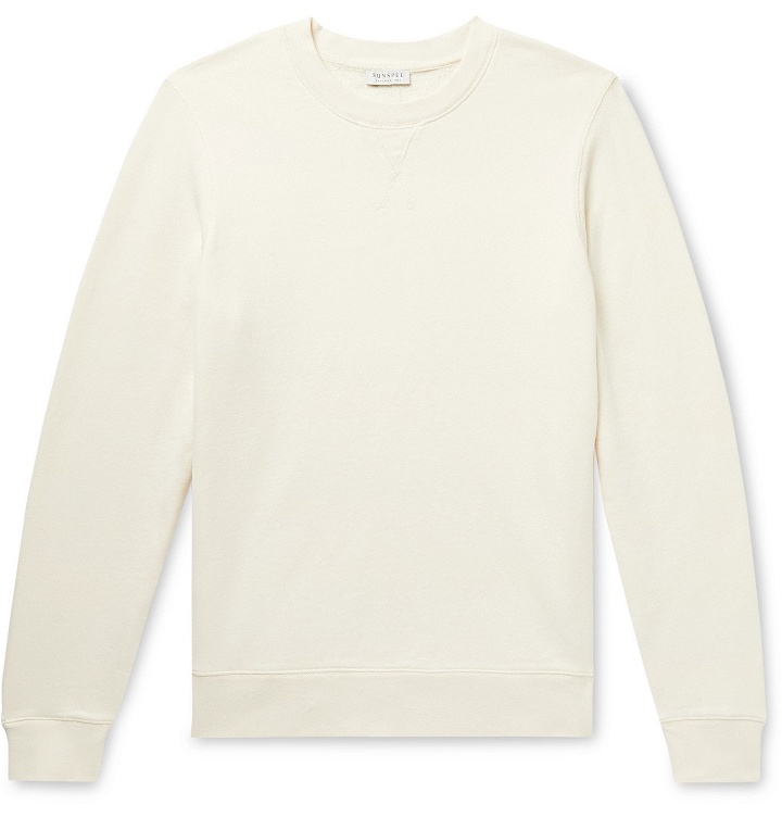 Photo: Sunspel - Brushed Loopback Cotton-Jersey Sweatshirt - Neutrals