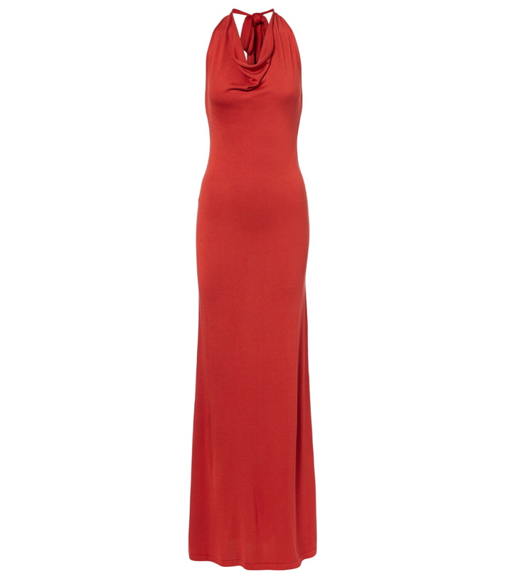 Photo: Aya Muse Scarf-detail silk-blend jersey gown