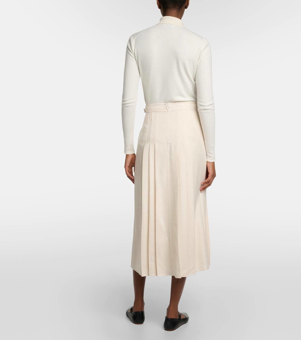 Gabriela Hearst Lerna pleated wool and silk midi skirt