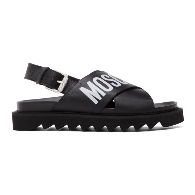 Photo: Moschino Black Leather Logo Sandals