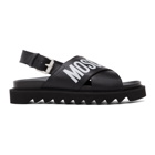 Moschino Black Leather Logo Sandals