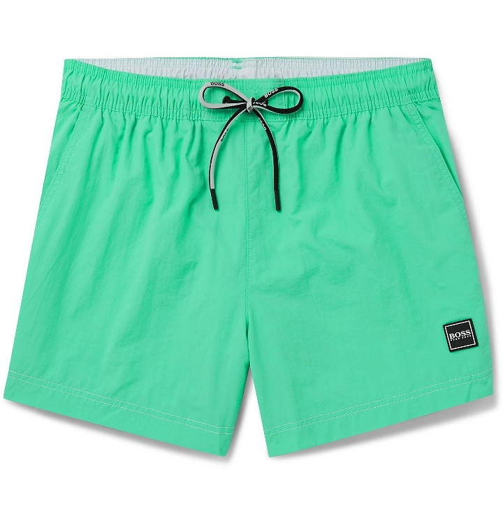 Photo: Hugo Boss - Tuna Slim-Fit Mid-Length Swim Shorts - Green