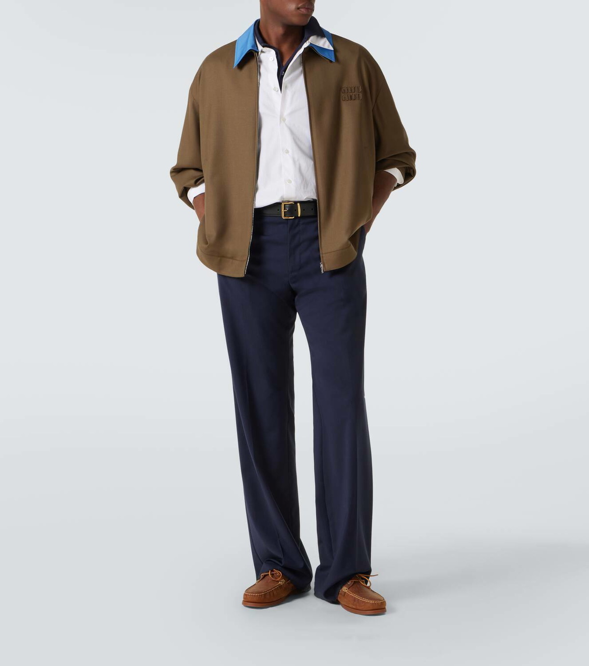 Miu Miu Logo virgin wool gabardine jacket Miu Miu