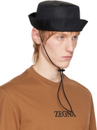 ZEGNA Black Chin Strap Bucket Hat