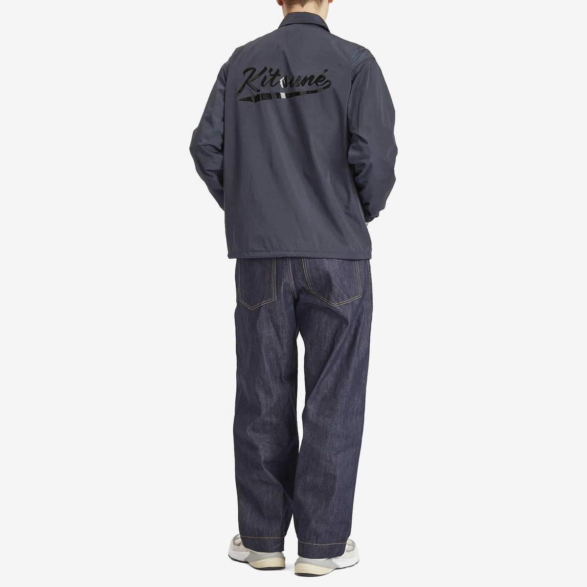 Maison Kitsuné Men's Tonal Logo Coach Jacket in Slate Grey