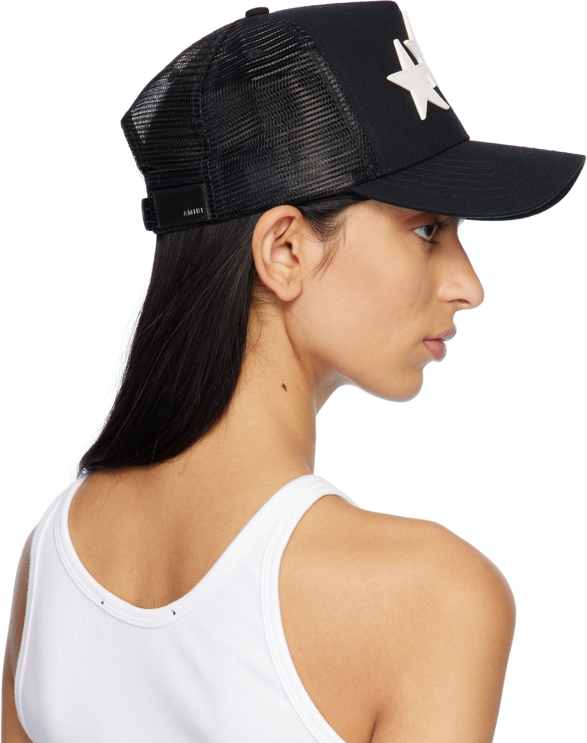 AMIRI Black & White 3 Star Trucker Cap