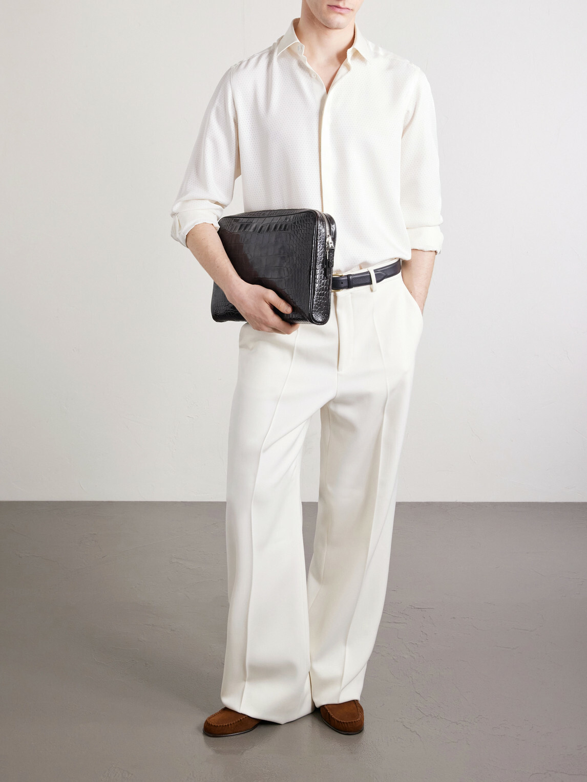 TOM FORD - Croc-Effect Leather Pouch