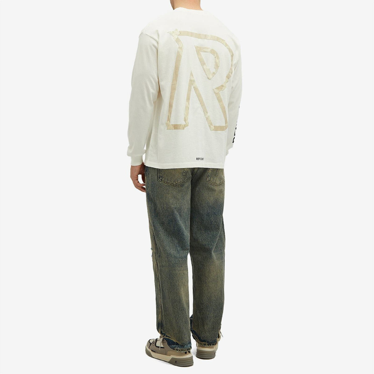 Represent Men's Masking Tape Initial Ls T-Shirt in Flat White