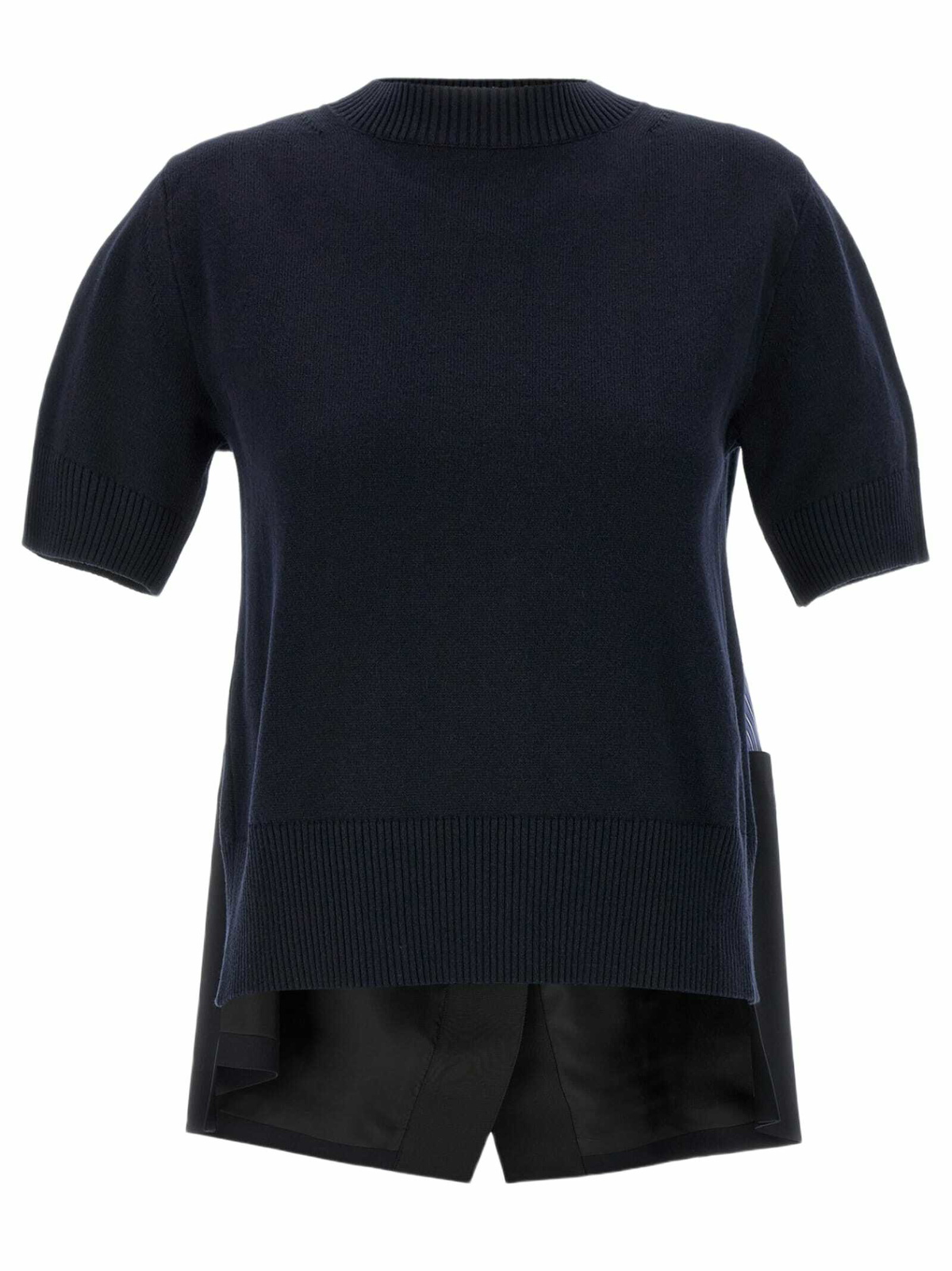トップス Sacai Nylon Twill Knit Pullover sacai Black Nylon Twill x Knit Sweater Sacai