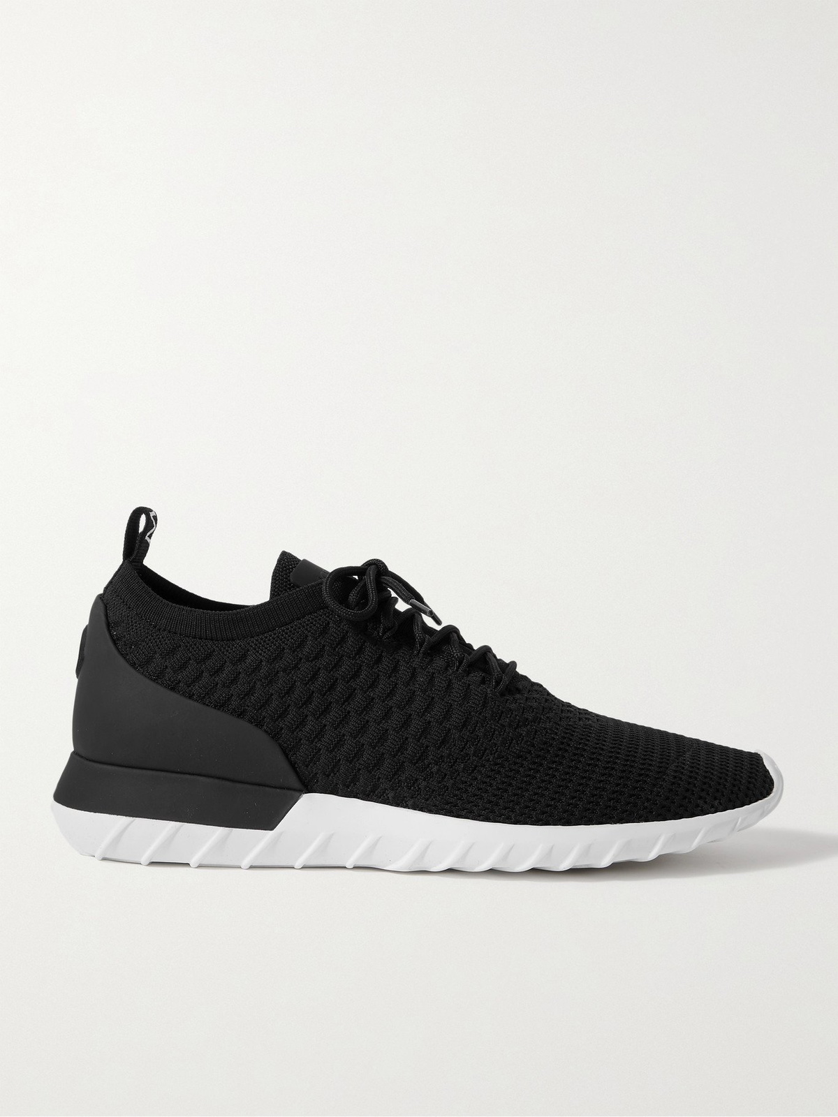 MONCLER - Emilien Leather-Trimmed Stretch-Knit Sneakers - Black