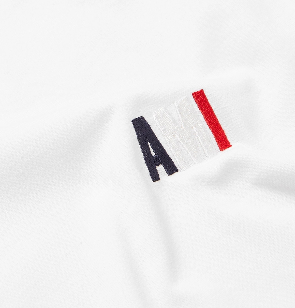 AMI - Logo-Embroidered Cotton-Jersey T-shirt - White AMI