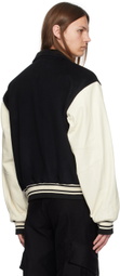 Rhude Black & Off-White Collegiate Bomber Jacket