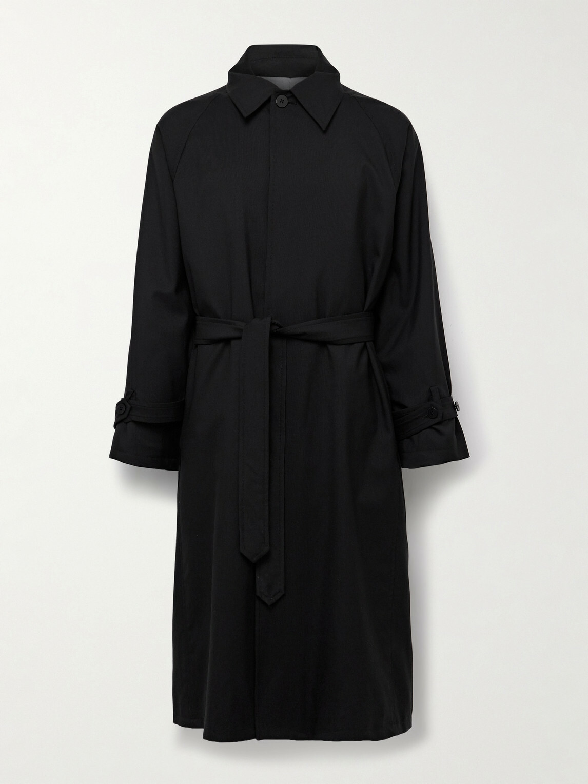 Stòffa - Belted Wool Trench Coat - Black