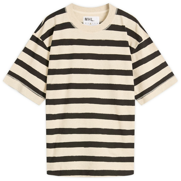 Photo: MHL by Margaret Howell Men's Matelot Stripe T-shirt in Natural/Black