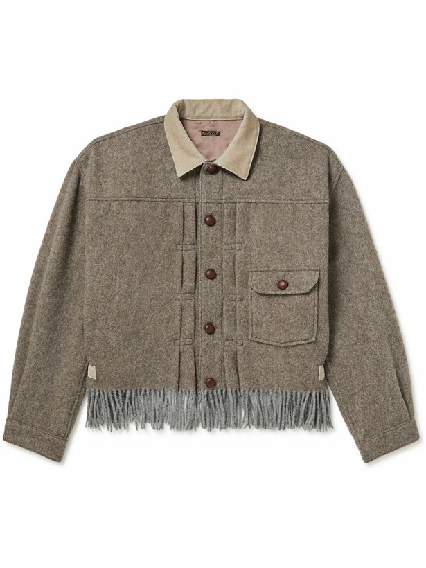 Photo: KAPITAL - Fringed Corduroy-Trimmed Wool Shirt Jacket - Brown