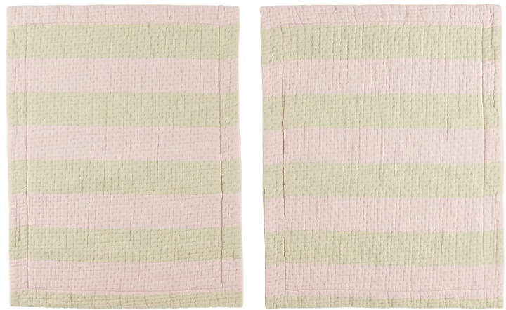Photo: Dusen Dusen Pink & Beige Stripe Pillow Sham Set