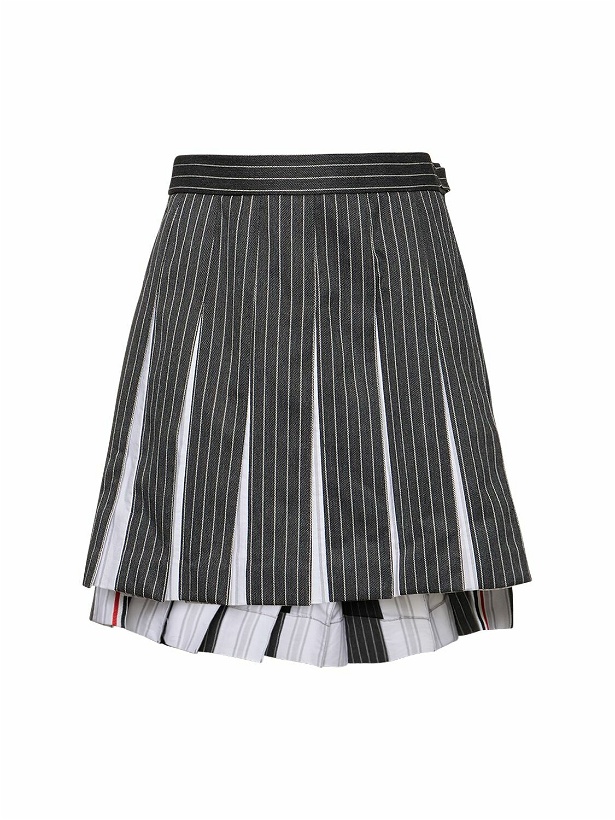 Photo: THOM BROWNE - Pleated Wool Twill Mini Skirt