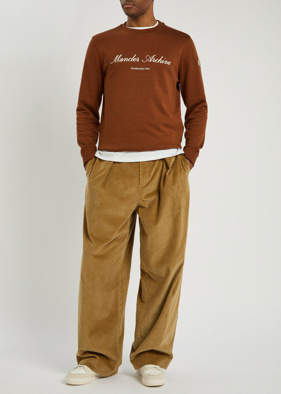 Moncler Logo-embroidered Cotton-blend Sweatshirt Orange