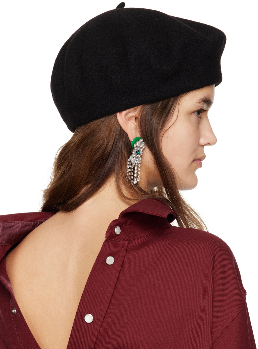 【関税&送料込み】Maison Margiela Four-Stitch Wool Beret Maison Margiela Black Four Stitches Beret Maison Margiela
