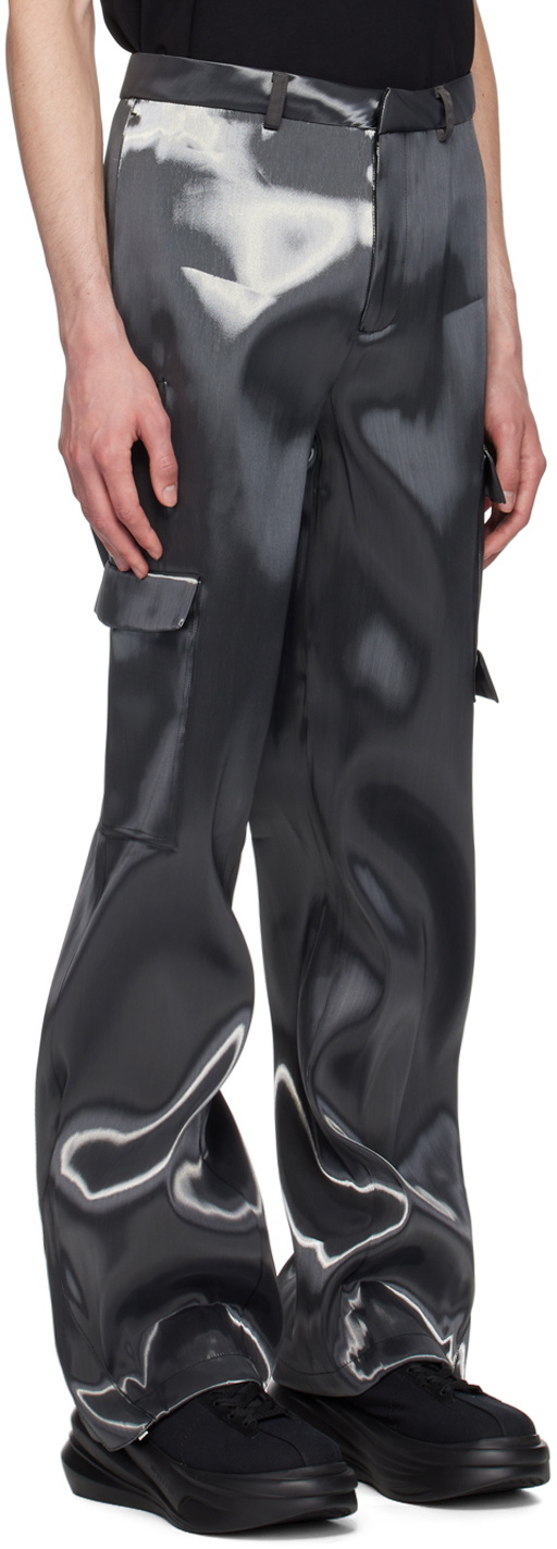 HELIOT EMIL Gray Liquid Metal Cargo Pants Heliot Emil